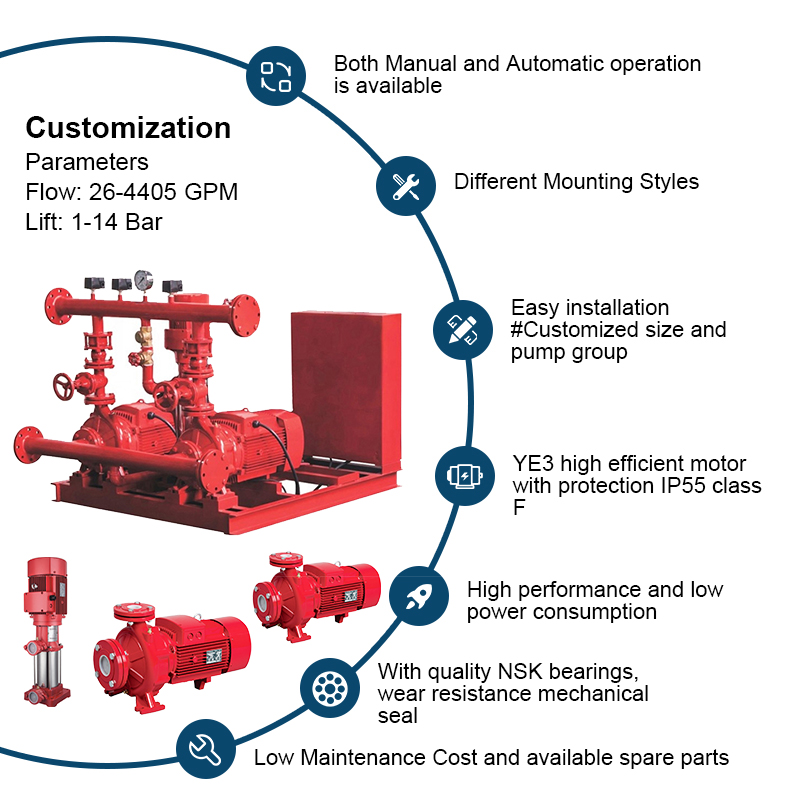 Пожарный насос ЭЭДЖ с центробежным пожарным насосом всасывания конца устанавливает 500ГПМ